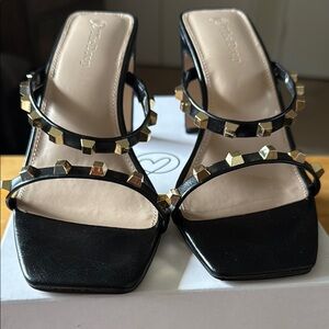 Black Studded Women's Sandals